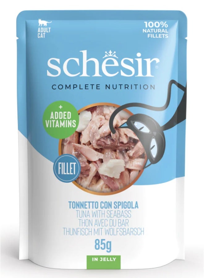 Schesir Complete Nutrition Pouch – Tuna with Seabass in Jelly – Complete & Balanced Wet Cat Food – Added Vitamins – 4 × 85 g - Image 4